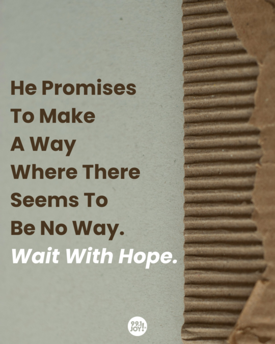 He Promises To Make A Way Where There Seems To Be No Way. Wait With Hope. 